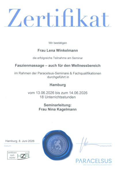Zertifikat Faszienmassage