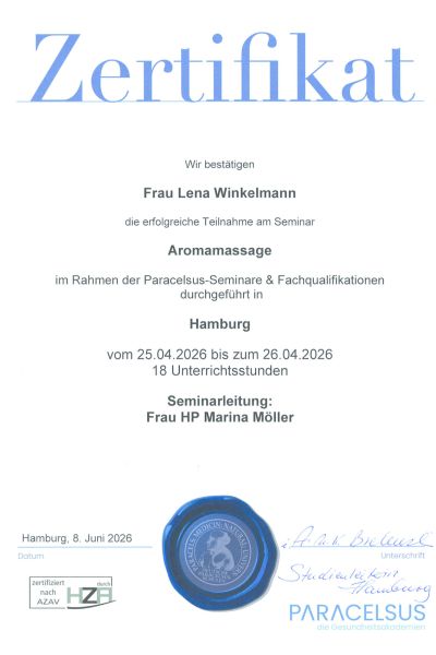 Zertifikat Aromamassage