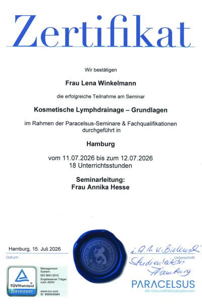 Zertifikat Lymphdrainage