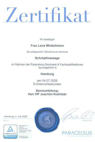 Zertifikat Schroepfmassage