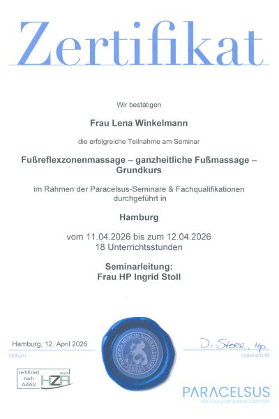 Zertifikat Fussreflex
